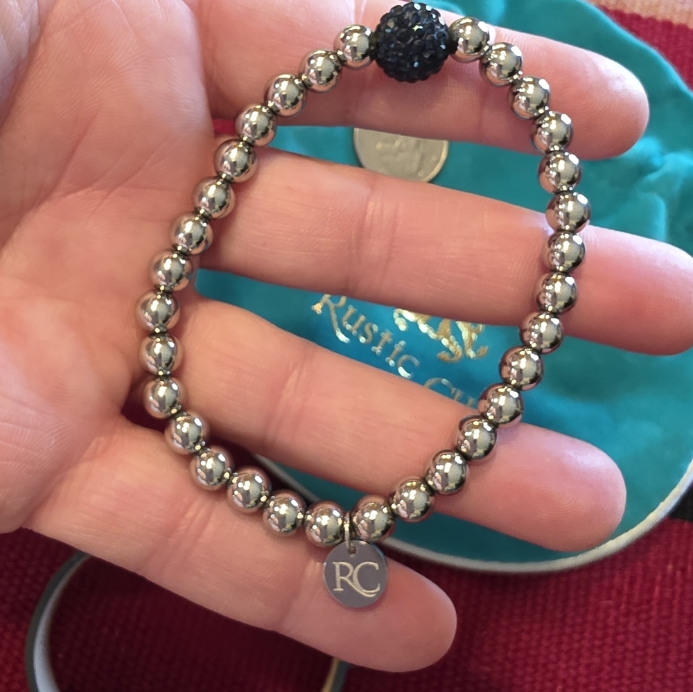 Rustic Cuff Bracelet Set, Navy And Silver